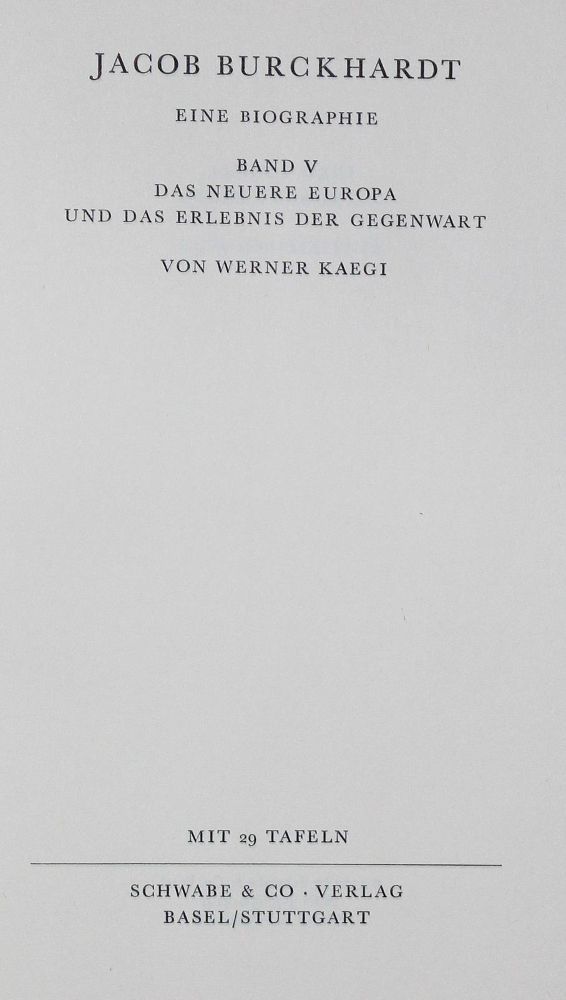 Große Abbildung Nr.2: 121-739 Burckhardt,J.: (Literatur und illustrierte Bücher 20.Jahrhundert - Alte Literatur in modernen Ausgaben)