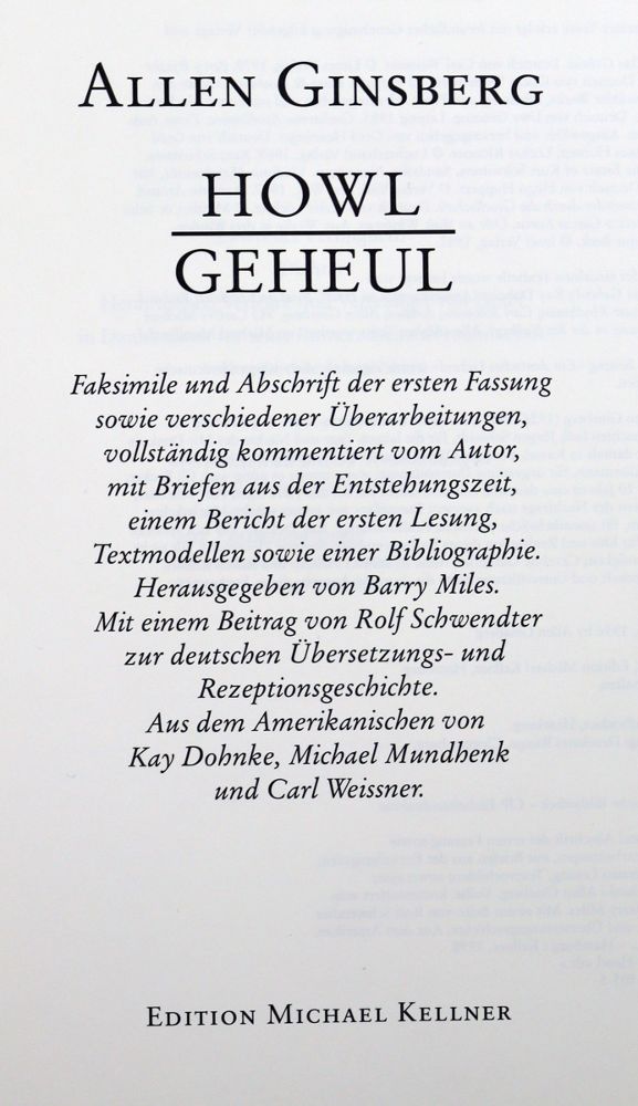 Große Abbildung Nr.1: 121-766 Ginsberg,A.: (Literatur und illustrierte Bücher 20.Jahrhundert - Alte Literatur in modernen Ausgaben)