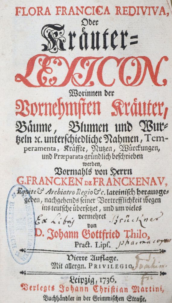 Große Abbildung Nr.1: 121-906 Franckenau,G.Franck de.: (Botanik, Kräuterbücher)