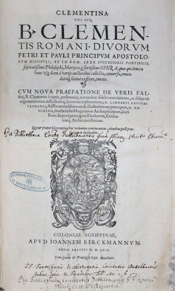 Große Abbildung Nr.1: 121-91 Clemens I., Papst.: (Alte Drucke, Handschriften und Theologie)
