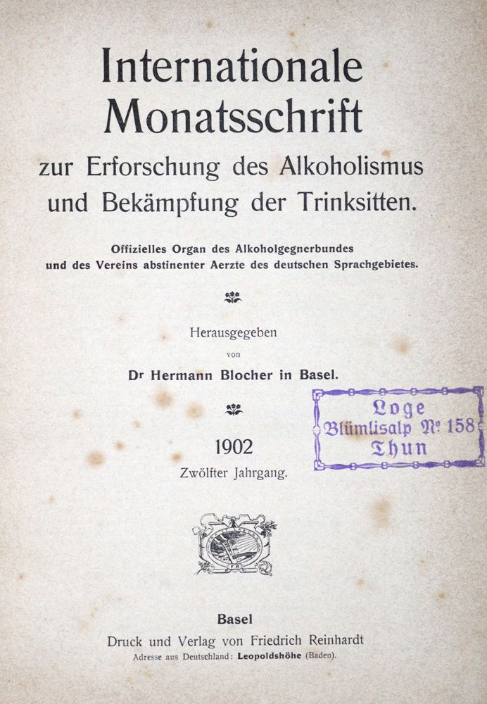 Große Abbildung Nr.1: 121-929 Internationale Monatsschrift: (Medizin, Alkoholismus)