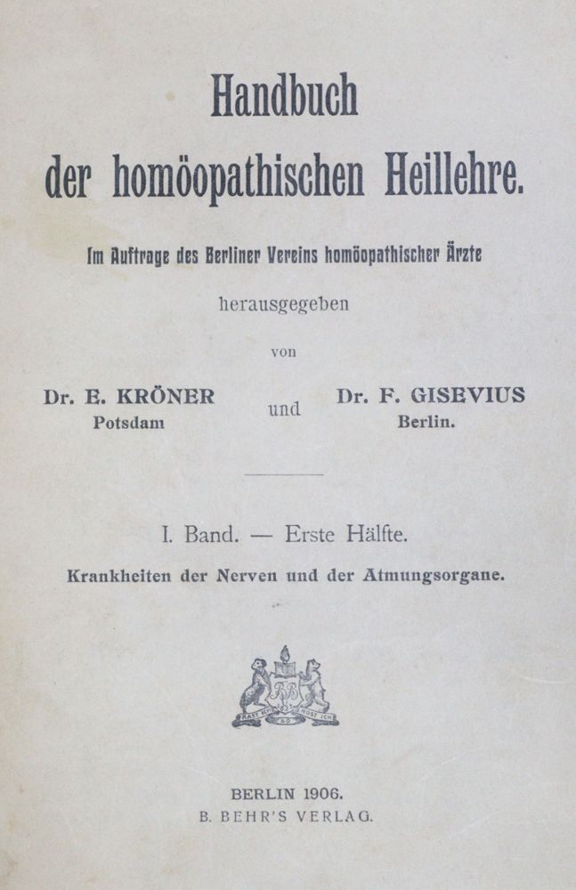 Große Abbildung Nr.1: 121-950 Kröner,E. u. F.Gisevius (Hrsg.).: (Medizin, Homöopathie)