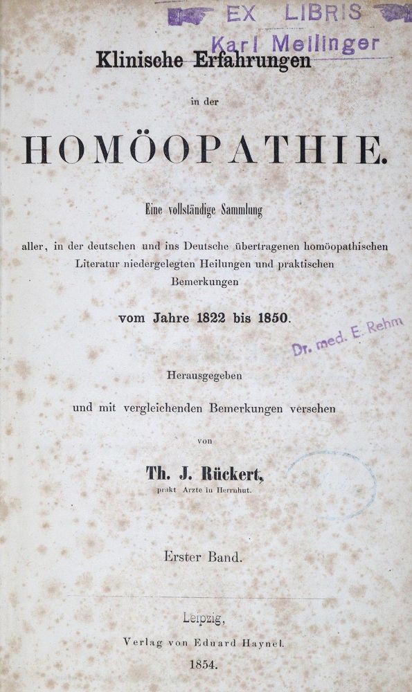 Große Abbildung Nr.1: 121-951 Rückert,T.J.: (Medizin, Homöopathie)