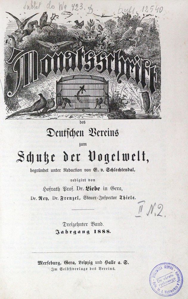 Große Abbildung Nr.1: 121-974 Monatsschrift: (Zoologie, Vögel)