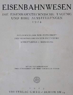 Bild Nr.1: 121-1009 Matschoss,C.: (Verschiedene Gebiete - Varia, Eisenbahn)