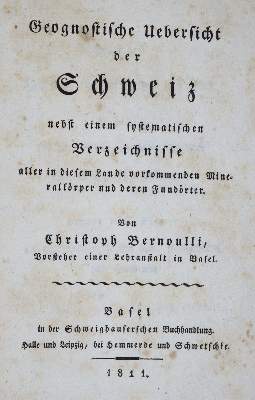 Bild Nr.1: 121-1027 Bernoulli,C.: (Verschiedene Gebiete - Varia, Geologie - Mineralogie u. Paläontologie, Schweiz)