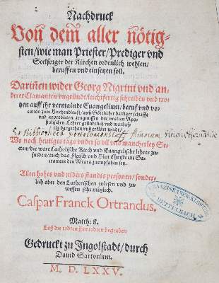 Bild Nr.1: 121-130 Franck,C.: (Alte Drucke, Handschriften und Theologie)