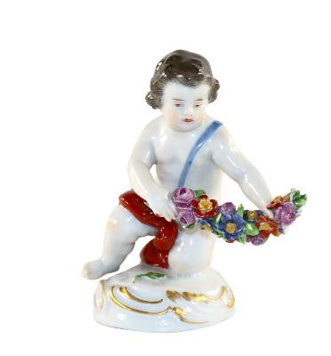 Bild Nr.1: 121-1668 Meissen Knabe mit Blumengirlande: (Porzellan u. Keramik, Meissen)
