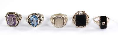 Bild Nr.1: 121-1718 9 Art Deko Silberringe: (Schmuck, Pforzheim)