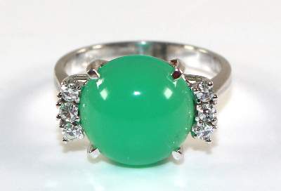 Bild Nr.1: 121-1733 Chrysopras Brillantring: (Schmuck, Ringe)