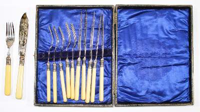 Bild Nr.1: 121-1764 Sheffield Fischbesteck Victorianisch.: (Silber)