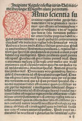 Bild Nr.1: 121-187 Alanus de Insulis.: (Inkunabeln)