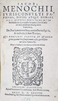 Bild Nr.1: 121-219 Menochio,J.: (Alte Drucke, Handschriften und Theologie)