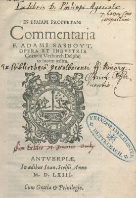 Bild Nr.1: 121-263 Sasbout, Adam.: (Alte Drucke, Handschriften und Theologie)