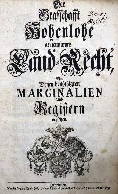 Bild Nr.1: 121-340 Landrecht.: (Juridica und Kriminologie, Hohenlohe)