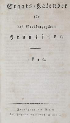 Bild Nr.1: 121-349 Staats-Calender: (Kalender, Frankfurt)