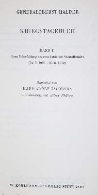 Bild Nr.1: 121-375 Halder,(F.).: (Militaria)