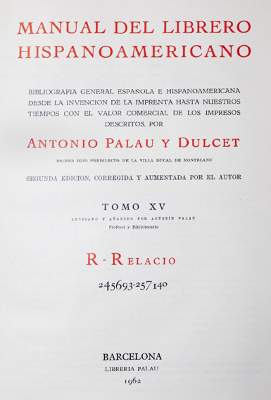 Bild Nr.1: 121-594 Palau y Dulcet,A.: (Bibliographie und Buchwesen)