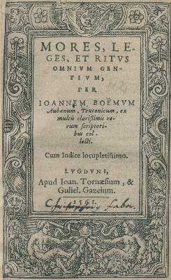 Bild Nr.1: 121-70 Boemus (Böhm),J.: (Alte Drucke, Handschriften und Theologie)