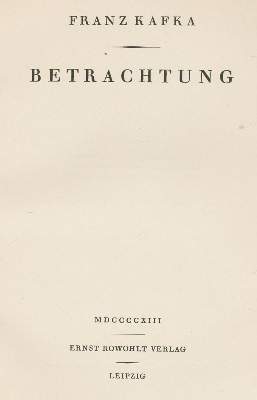 Bild Nr.1: 121-809 Kafka,F.: (Literatur und illustrierte Bücher 20.Jahrhundert - Alte Literatur in modernen Ausgaben)