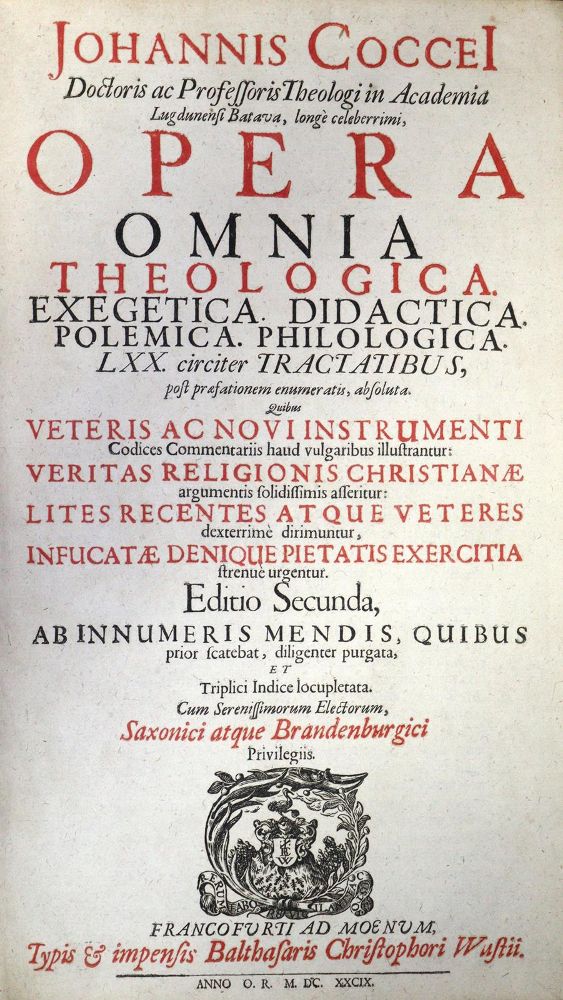 Große Abbildung Nr.1: 122-100 Coccejus,J.: (Alte Drucke, Handschriften und Theologie)