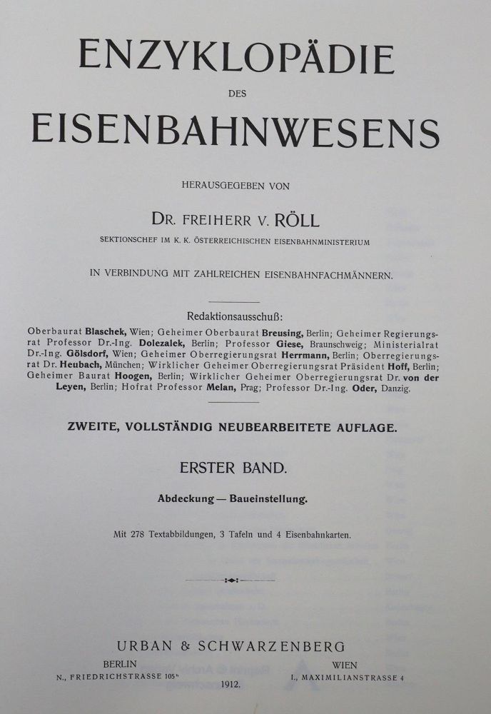 Große Abbildung Nr.1: 122-1006 Röll,V.v. (Hrsg.).: (Verschiedene Gebiete - Varia, Eisenbahn)
