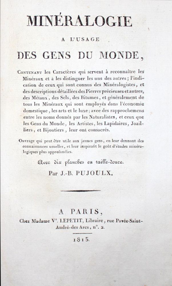 Große Abbildung Nr.2: 122-1014 Pujoulx,J.-B.: (Verschiedene Gebiete - Varia, Geologie - Mineralogie u. Paläontologie)