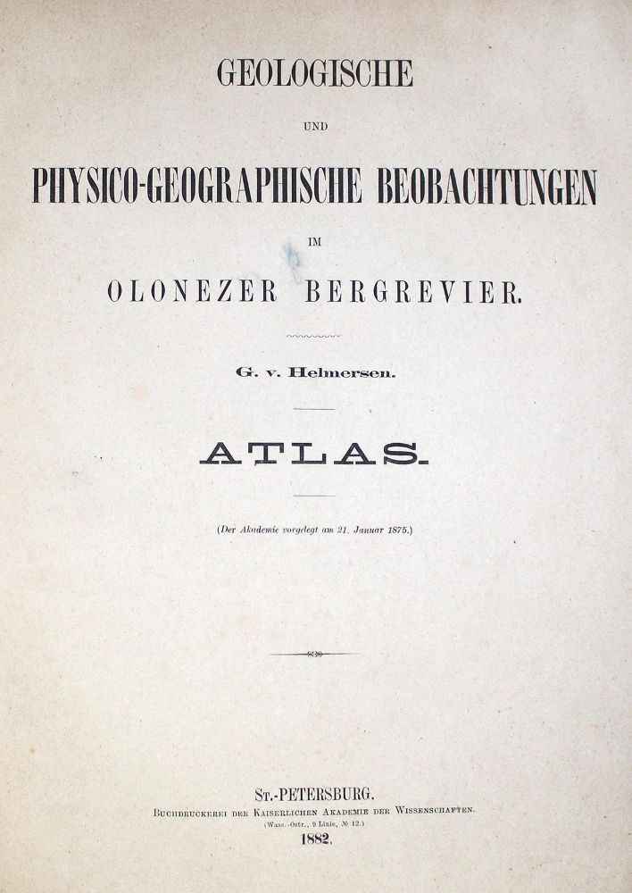 Große Abbildung Nr.1: 122-1015 Helmersen,G.v.: (Verschiedene Gebiete - Varia, Geologie - Mineralogie u. Paläontologie, Russland)
