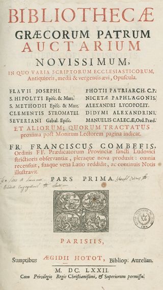 Große Abbildung Nr.1: 122-102 Combefis,F.: (Alte Drucke, Handschriften und Theologie)
