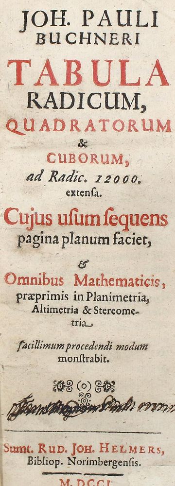 Große Abbildung Nr.1: 122-1020 Buchner,J.P.: (Verschiedene Gebiete - Varia, Mathematik)