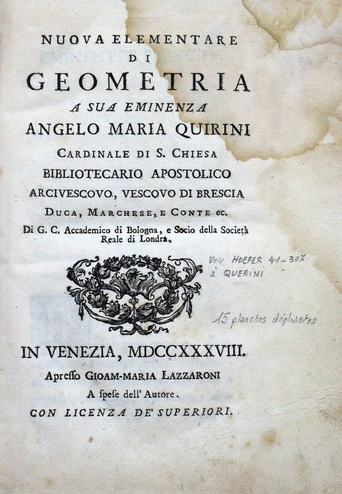 Große Abbildung Nr.0: 122-1021 C(rivelli),G.: (Verschiedene Gebiete - Varia, Mathematik)