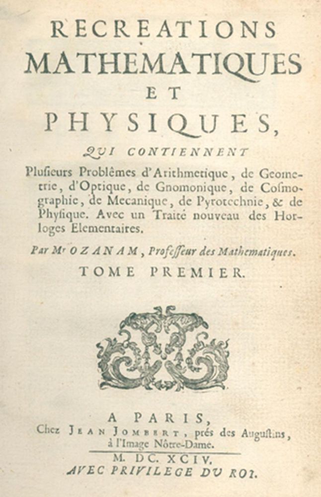 Große Abbildung Nr.1: 122-1028 Ozanam,(J.).: (Verschiedene Gebiete - Varia, Mathematik)