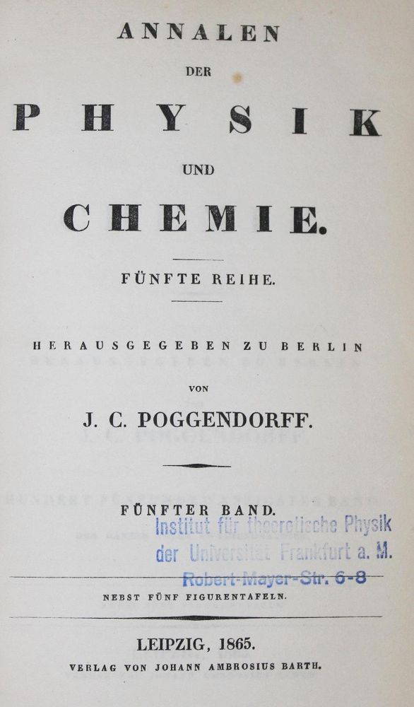 Große Abbildung Nr.1: 122-1034 Clausius,R.: (Verschiedene Gebiete - Varia, Physik)