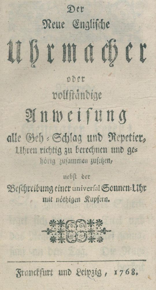 Große Abbildung Nr.1: 122-1052 Neue Englische Uhrmacher, Der,: (Verschiedene Gebiete - Varia, Uhren)