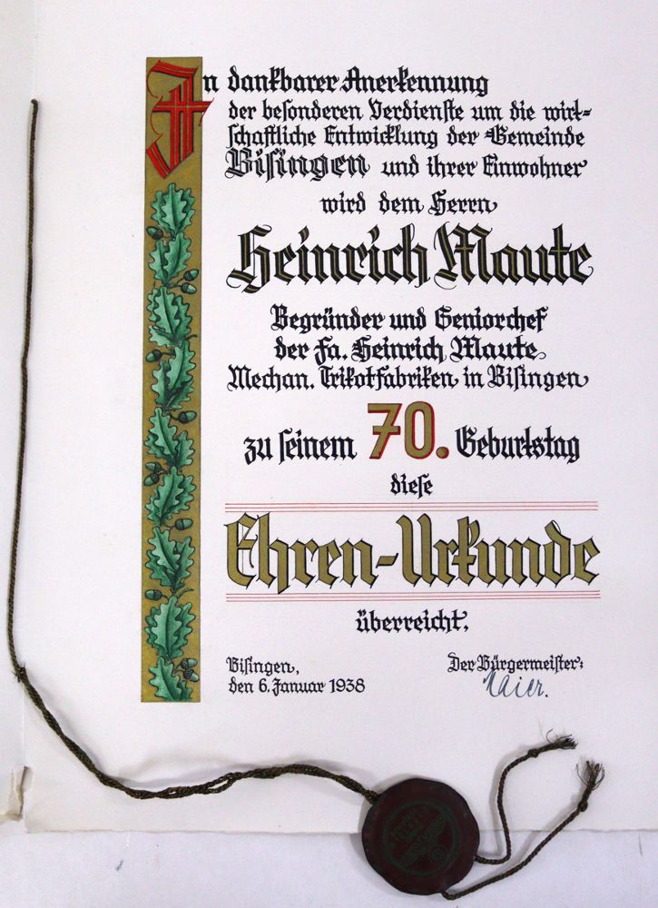 Große Abbildung Nr.2: 122-1086 Ehrenurkunde: (Deutschland, Bisingen)