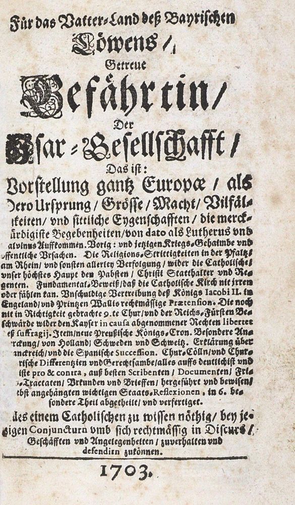 Große Abbildung Nr.1: 122-1097 Für das Vatter-Land des Bayrischen Löwens,: (Deutschland)