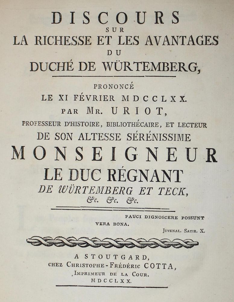 Große Abbildung Nr.1: 122-1133 Uriot,(J.).: (Deutschland, Württemberg)