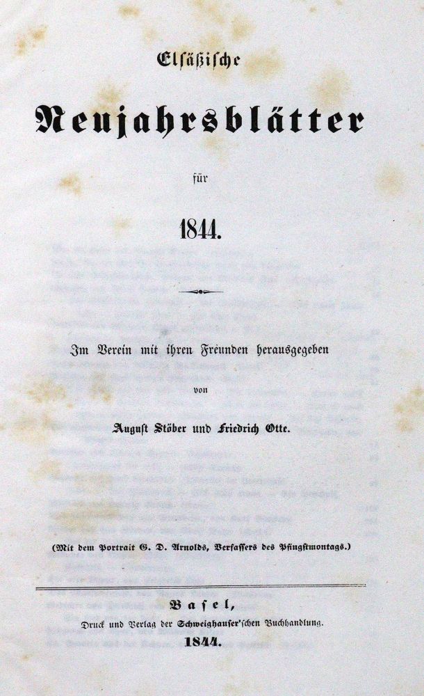 Große Abbildung Nr.1: 122-1137 Elsässische Neujahrsblätter.: (Frankreich, Elsass)