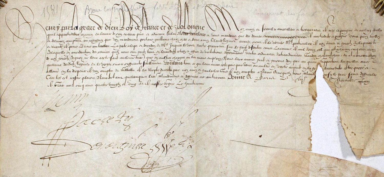Große Abbildung Nr.1: 122-1258 Henri III., König von Frankreich: (Autographen)
