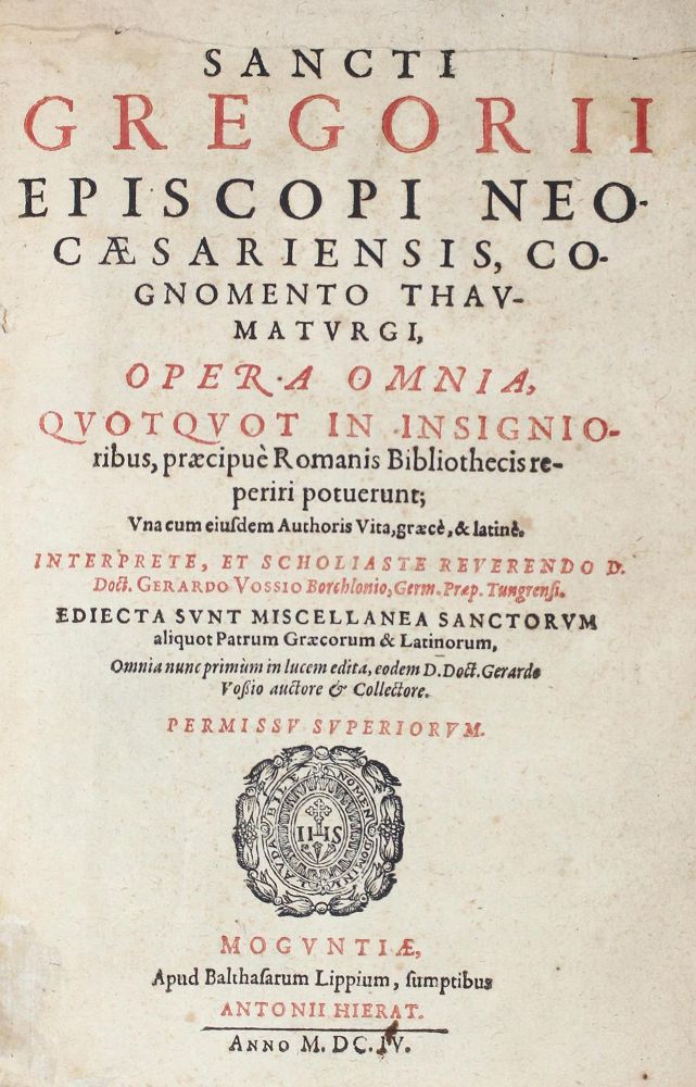 Große Abbildung Nr.1: 122-146 Gregorius Thaumaturgus.: (Alte Drucke, Handschriften und Theologie)