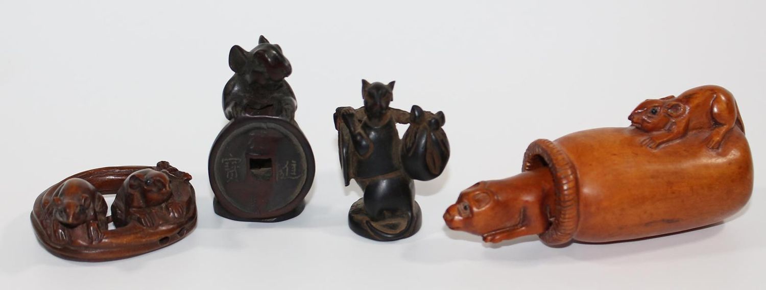 Große Abbildung Nr.2: 122-1463 Ratten, Netsuke: (Asiatika)