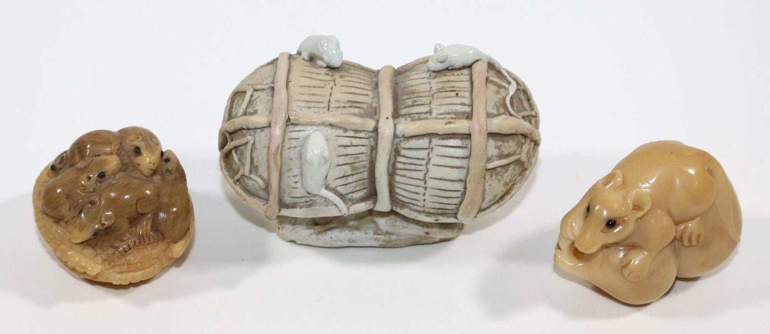 Große Abbildung Nr.3: 122-1463 Ratten, Netsuke: (Asiatika)
