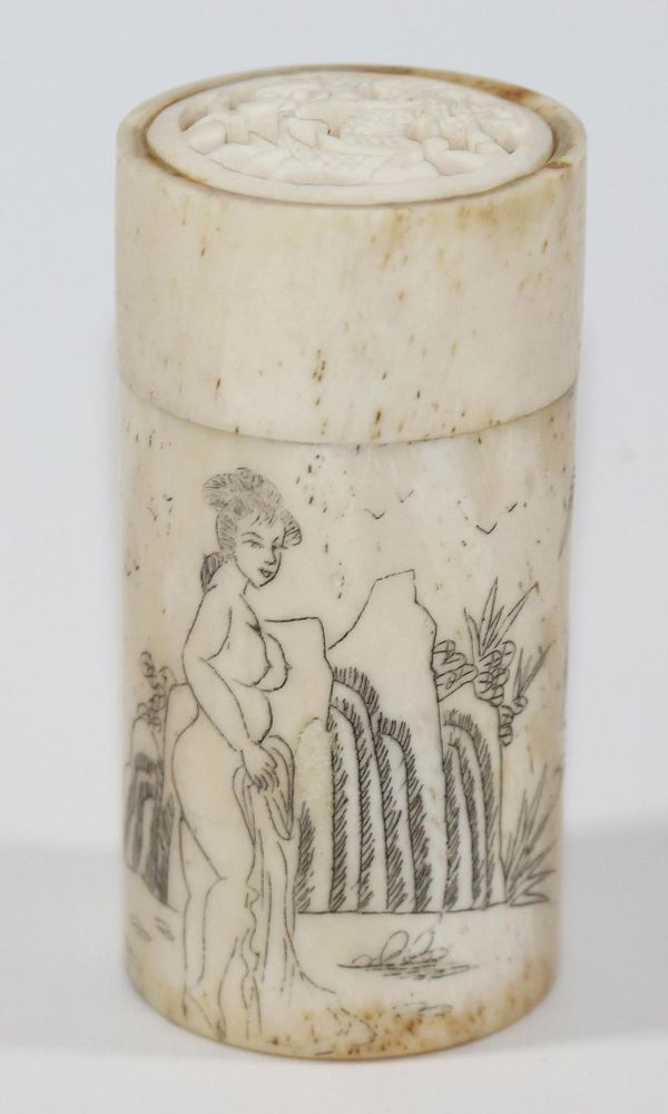 Große Abbildung Nr.3: 122-1468 Shunga, erotische Dose,: (Asiatika)