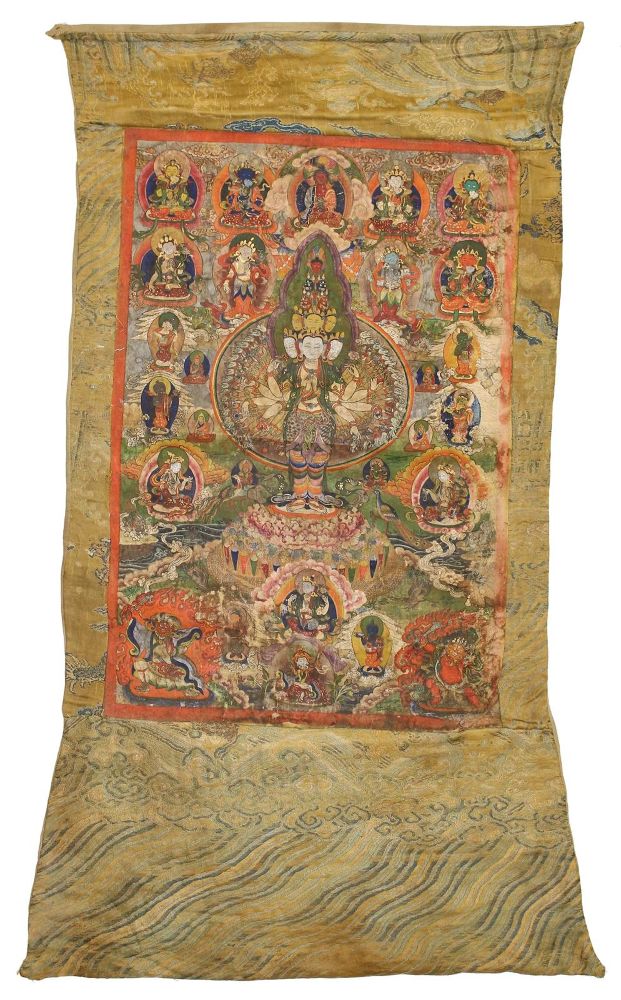 Große Abbildung Nr.1: 122-1485 Tankha Chenrezi 1000 Arme: (Asiatika, Thangka)