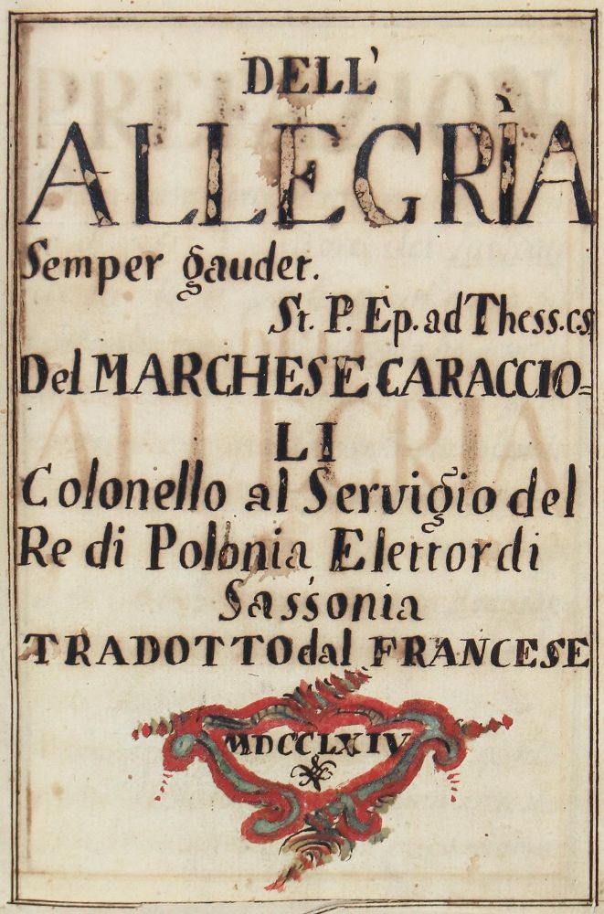 Große Abbildung Nr.1: 122-156 Caraccioli,L.A.: (Handschriften, Italien)