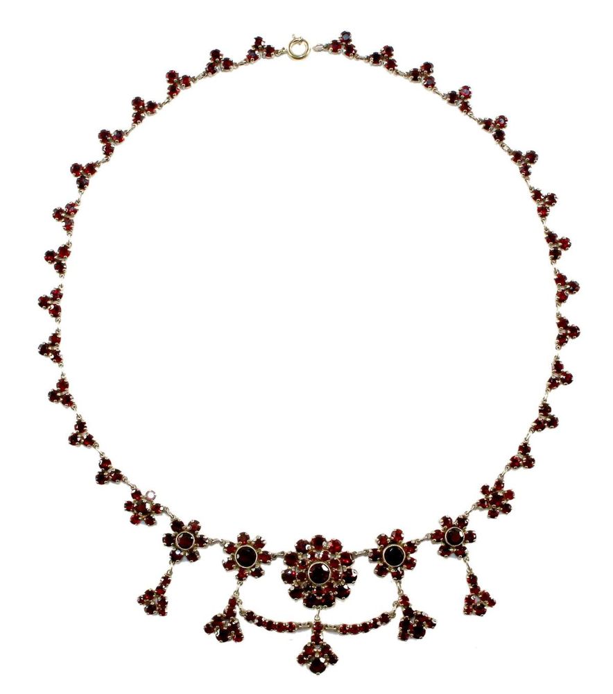 Große Abbildung Nr.2: 122-1570 Granatcollier 925 Silber: (Schmuck, Colliers)