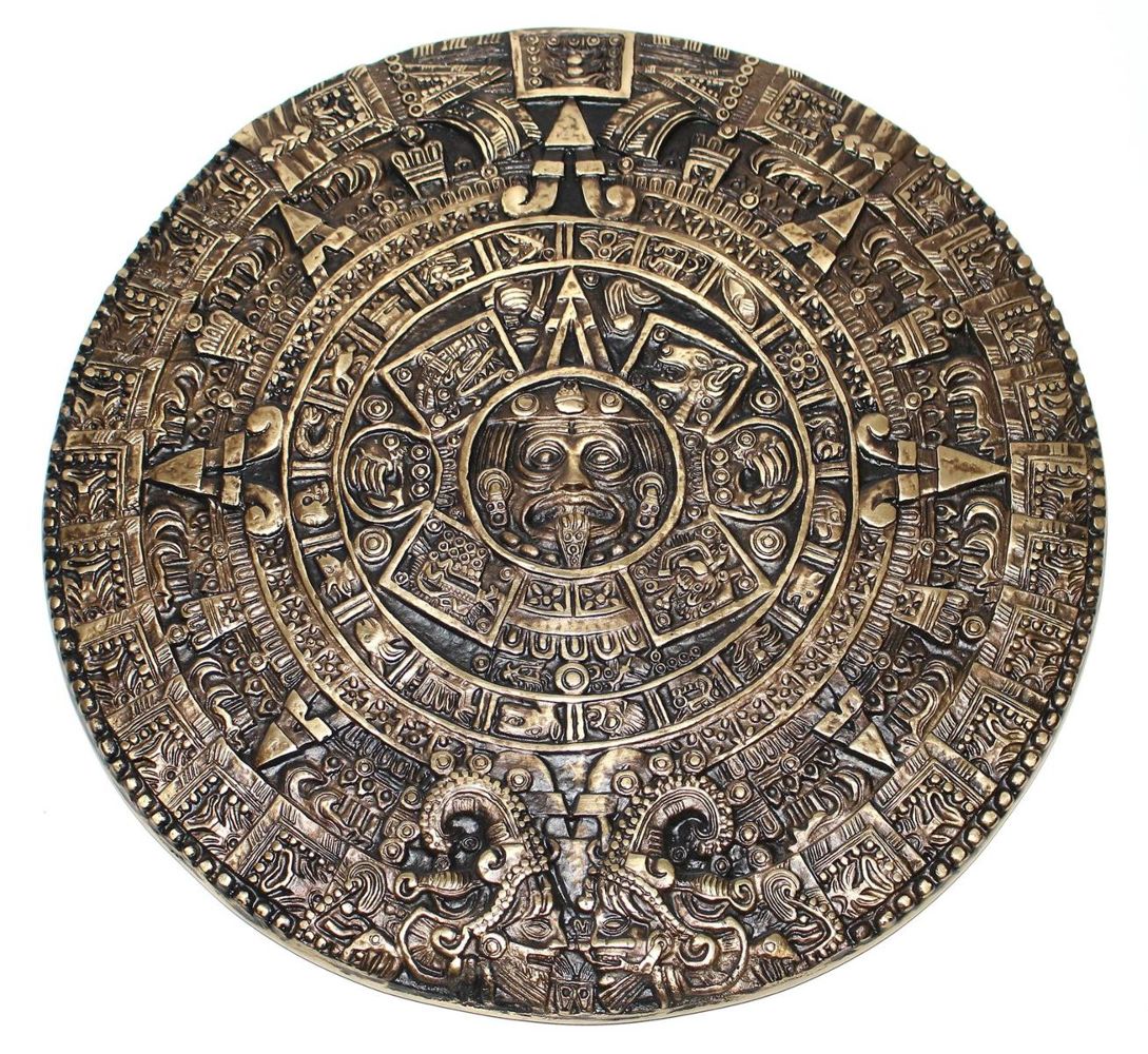 Große Abbildung Nr.1: 122-1645 Azteken-Kalender Bronze.: (Skulpturen - Plastiken)