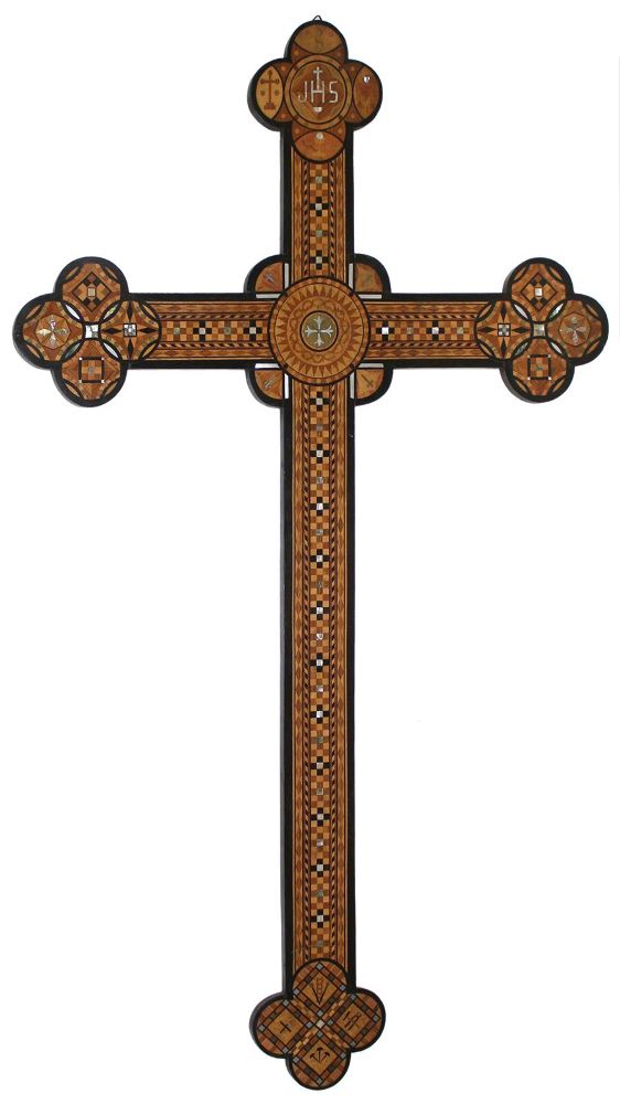 Große Abbildung Nr.1: 122-1690 Intarsienkreuz.: (Volkskunst, Religiöse Volkskunst)