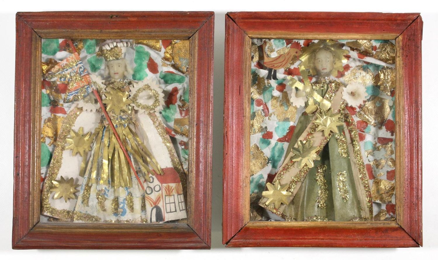 Große Abbildung Nr.1: 122-1697 Paar Klosterarbeiten: (Volkskunst, Religiöse Volkskunst)