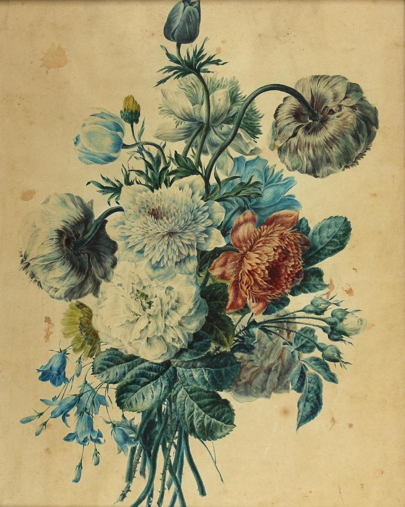 Große Abbildung Nr.2: 122-1758 Zwei Blumenstillleben: (Varia, Botanik)